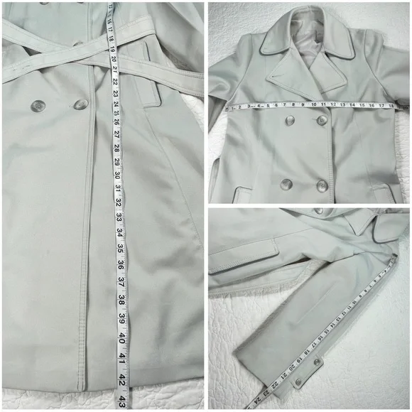 🔥Vintage Forecaster Of Boston Double Breasted Pale Gray Midi Length Trench Coat - Picture 14 of 15